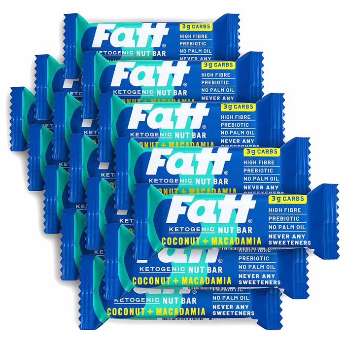 Fattbar - Keto Nut Bars - Coconut & Macadamia - 20 Pack, 30g
