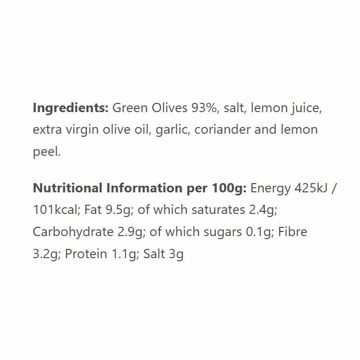Filberts - Olive Snack Pack Lemon & Oregano, 65g - Back
