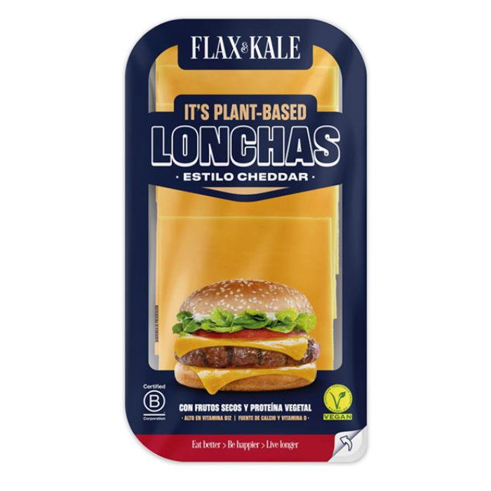 Flax And Kale - Plant-Based Cheese Slice - Cheddar Flavour, 100g front