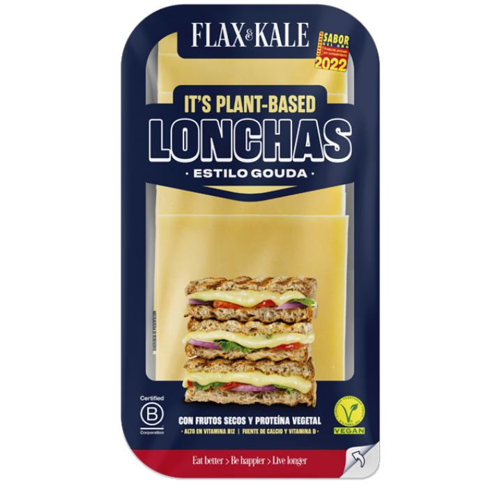Flax And Kale - Plant-Based Cheese Slice - Gouda Flavour, 100g front
