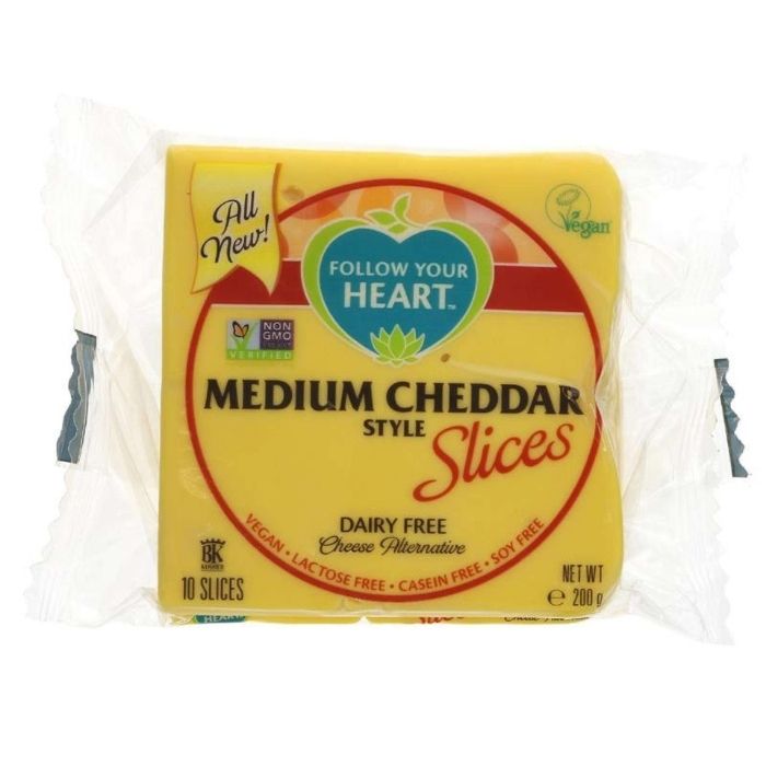 Follow Your Heart - Dairy-Free Medium Cheddar Slices, 200g - front