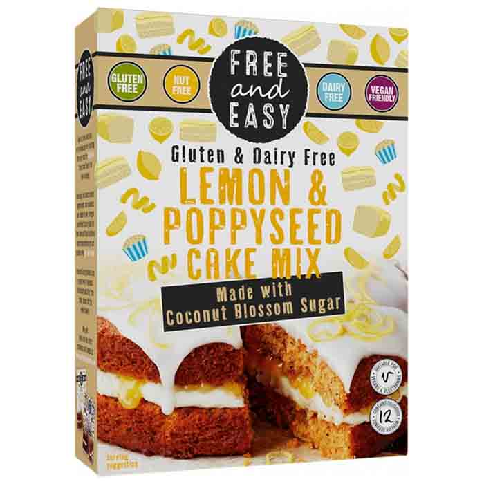 Free & Easy - Lemon Poppyseed Cake Mix Gran Ccnut sugr, 350g