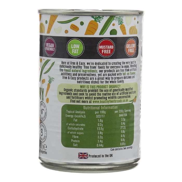 Free & Easy - Organic Chick Pea & Vegetable Curry, 400g - Back