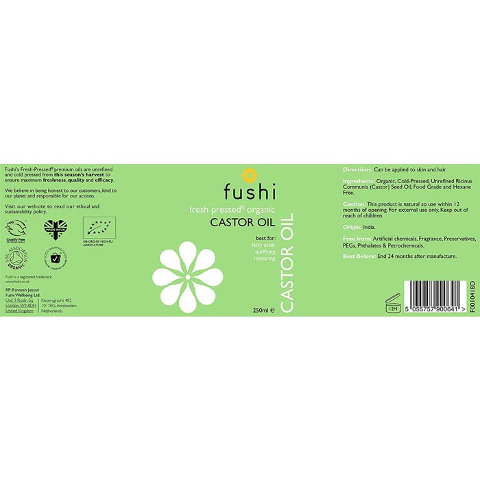 Fushi - Organic Cold-Pressed Castor Oil, 250ml - back