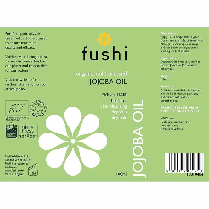 Fushi - Organic Fresh-Pressed® Jojoba Oil, 100ml - back