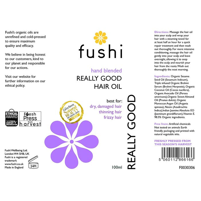 Fushi - Organic Really Good Hair Oil, 100ml - back