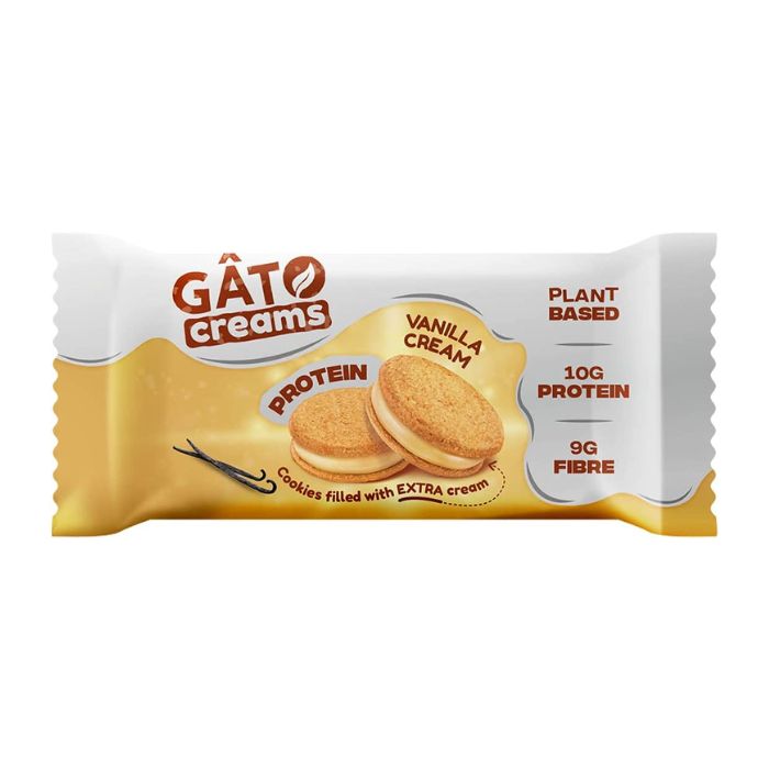 GATO - Protein Cream Sandwich Cookies, 50g - Vanilla Cream - Front