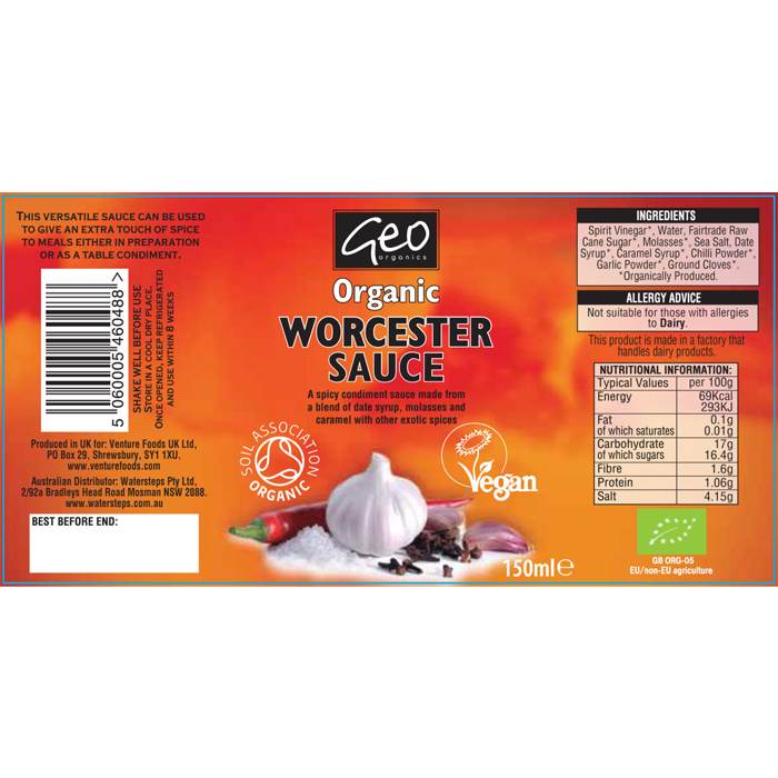 Geo Organics - Worcester Sauce, 150ml - back 