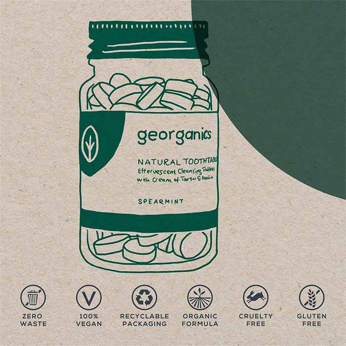 Georganics - Natural Mineral Toothpaste Tablets Spearmint, 120 Tablets - back