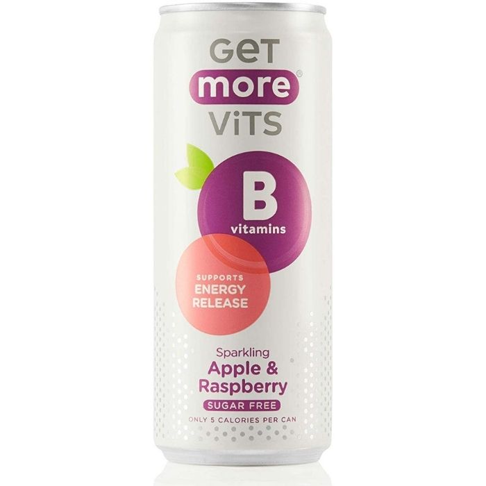 Get More Vits - Vitamin B Sparkling Apple & Raspberry Can, 330ml - front