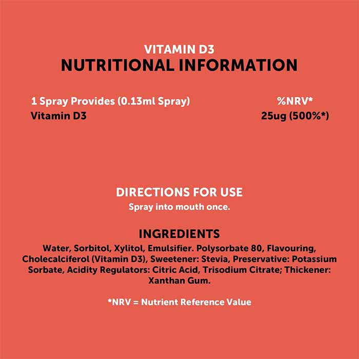 Get More Vits - Vitamin D3 Oral Spray Orange, 30ml - back