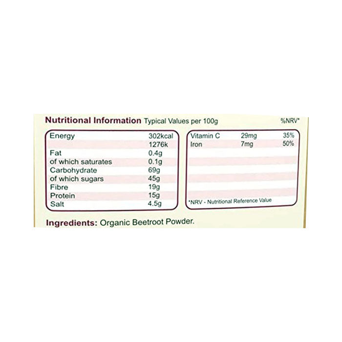 Golden Greens Organic - Organic Beetroot Powder, 200g - Nutritions
