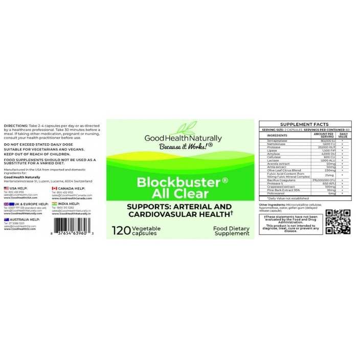 Good Health Naturally - Blockbuster AllClear, 120 Capsulse back