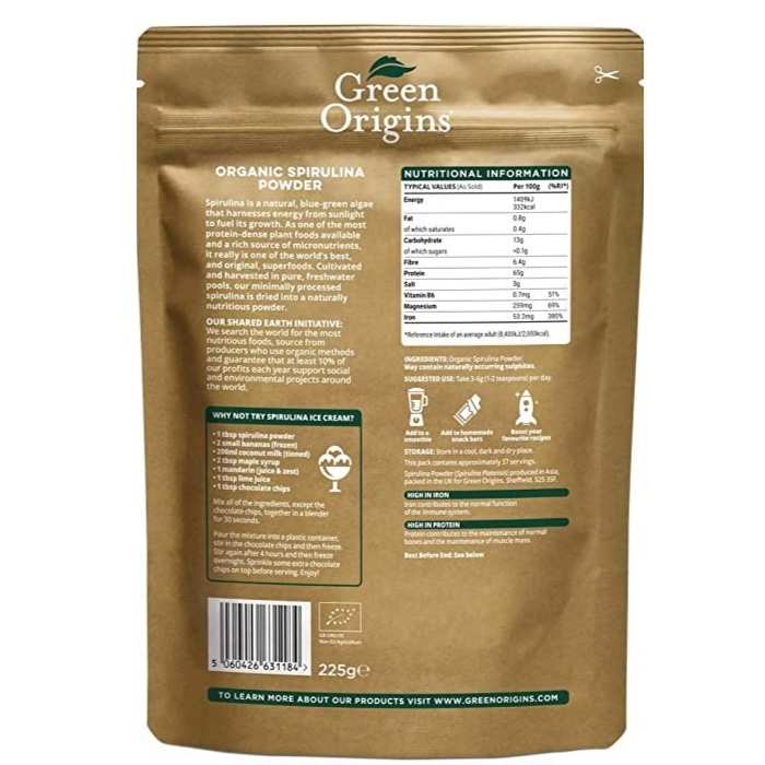 Green Origins - Organic Spirulina Powder back