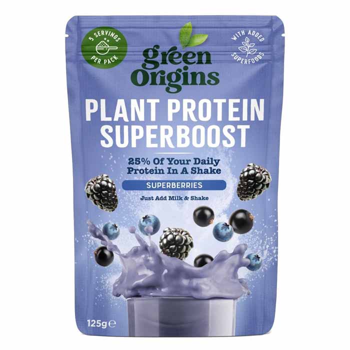 Green Origins - Plant Protein Superboost Shake - Superberries, 125g