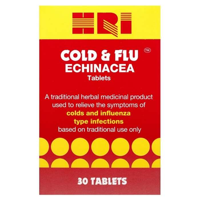 HRI - Cold & Flu Echinacea 75mg, 30 Tablets - front