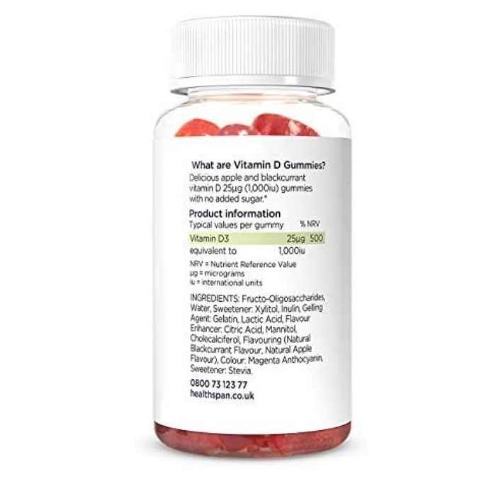 Healthspan - Vitamin D Apple & Blackcurrant Gummies, 30 Gummies back