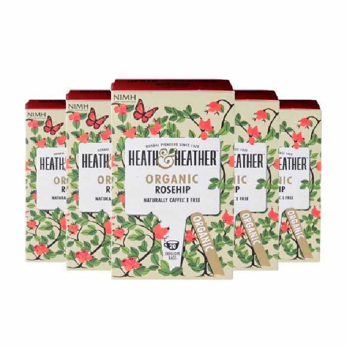Heath & Heather - Organic - Wild Rosehip Tea, 20 Bags  Pack of 6