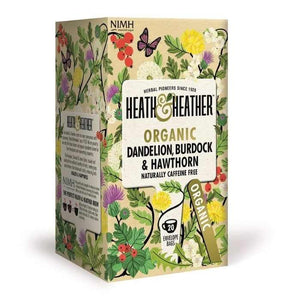 Heath & Heather - Organic Dandelion Burdock & Hawthorn Tea, 20 Bags | Pack of 6