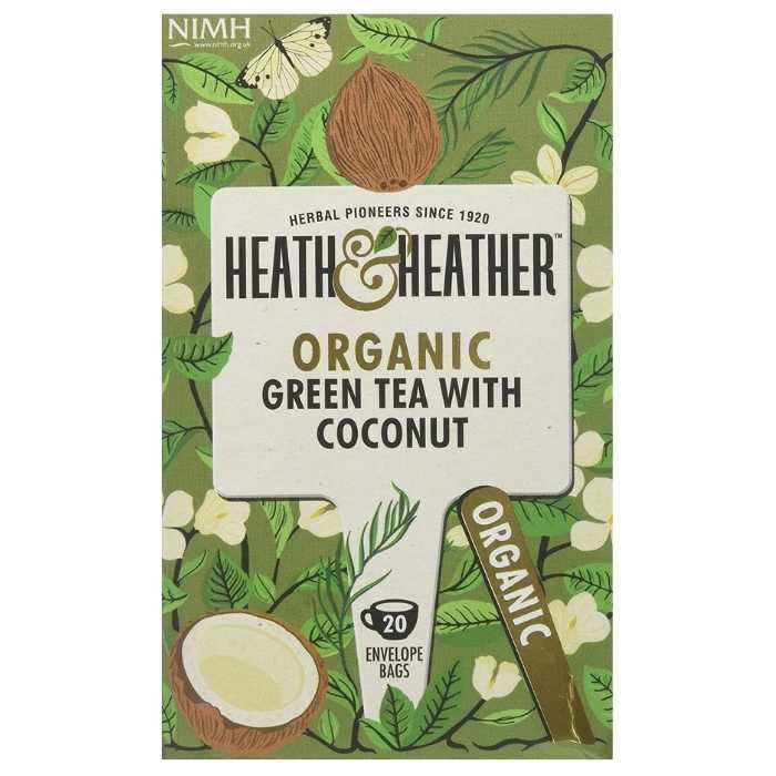 Heath & Heather - Organic Green Tea & Coconut, 20 Bags - front