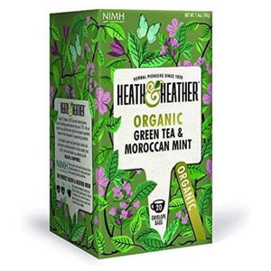 Heath & Heather - Organic Green Tea & Moroccan Mint, 20 Bags | Pack of 6