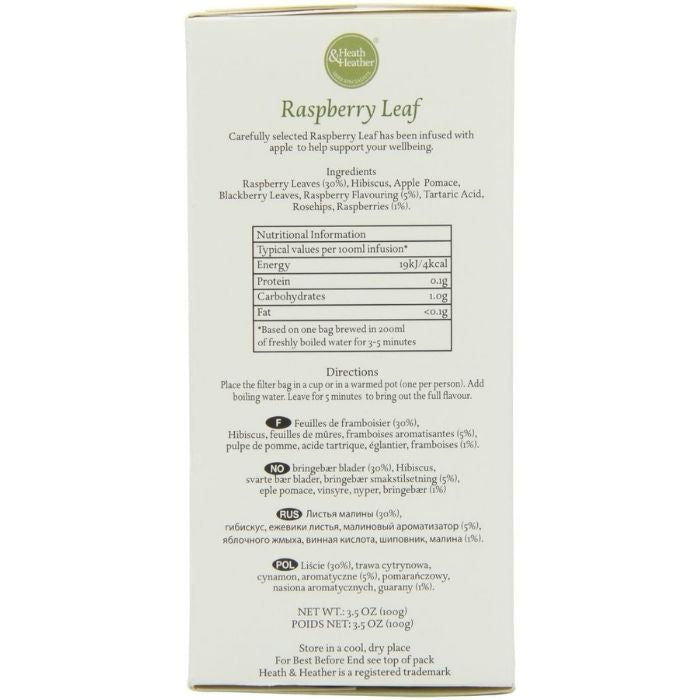 Heath & Heather - Raspberry Leaf Tea, 50 bags back