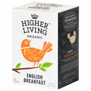 Higher Living - Organic English Breakfast Tea, 20 Bags | Pack of 4