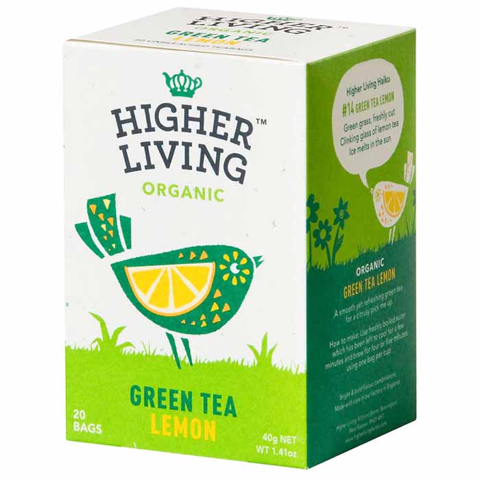 Higher Living - Organic Green Tea Lemon, 20 Bags