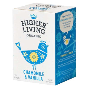 Higher Living Organic - Chamomile & Vanilla Tea, 15 Bags | Pack of 4
