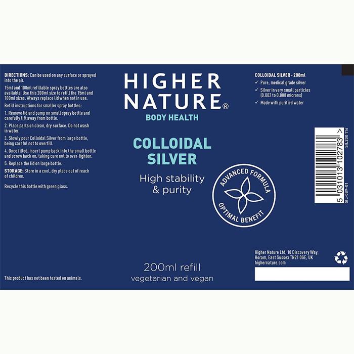 Higher Nature - Colloidal Silver Active Silver, 100ml - back