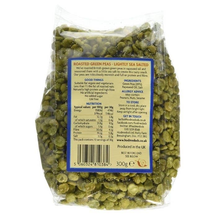 Hodmedod's - British Roasted Green Peas - Lightly Sea Salted, 300g - back