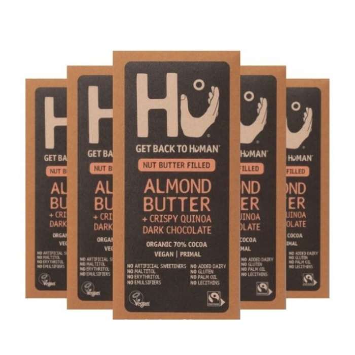 Hu - Organic Almond Butter & Crispy Quinoa Dark Chocolate Bar 70%, 60g - 12 Bar 