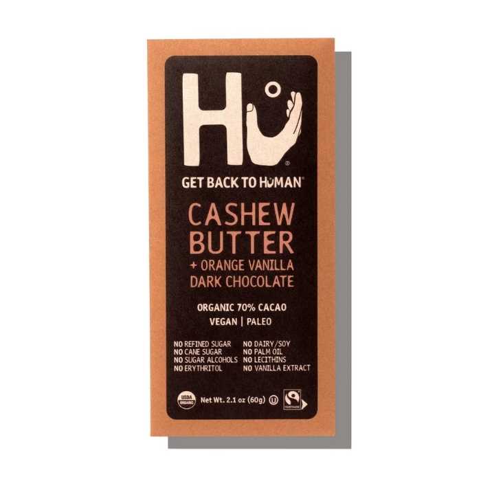 Hu - Organic Cashew Butter Dark Chocolate Bar 70% orange vanilla