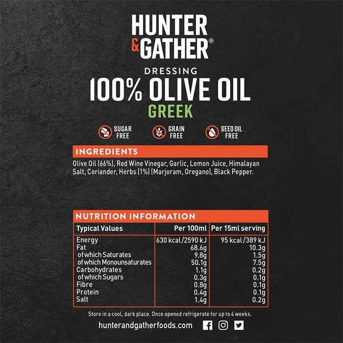 Hunter & Gather - Greek Olive Oil Dressing, 250ml - Back