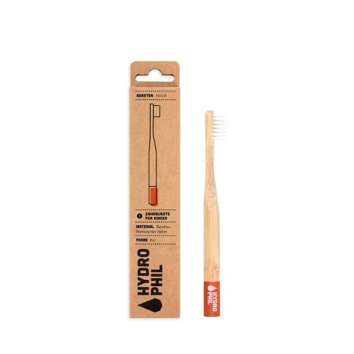 Hydrophil - Kids Sustainable Bamboo Toothbrush Soft Bristles red