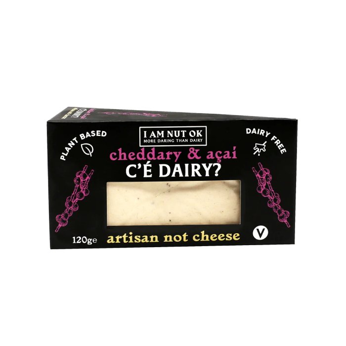 I Am Nut Ok - C'e Dairy? Extra Mature Cheddar with Acai Rind, 120g front