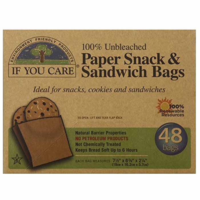 If You Care - Paper Sandwich Bags - Snack & Sandwich Bags (48 Bags)