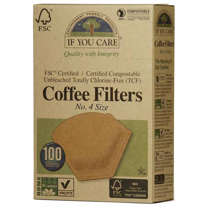 If You Care - Unbleached Coffee Filters - No.4 ,100 Filters
