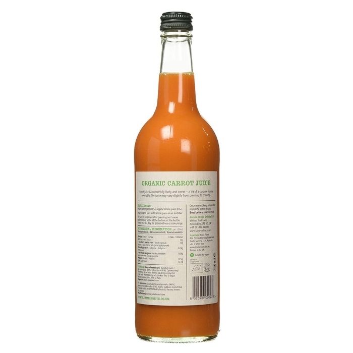 James White Drinks - Organic Carrot Juice, 750ml - back