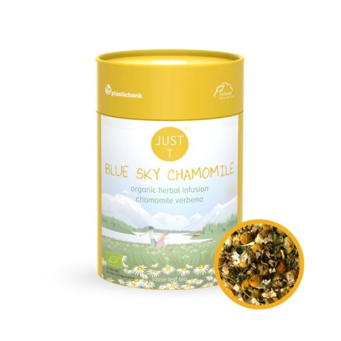 Just T - Organic Blue Sky Chamomile Loose Leaf Tea, 80g - front
