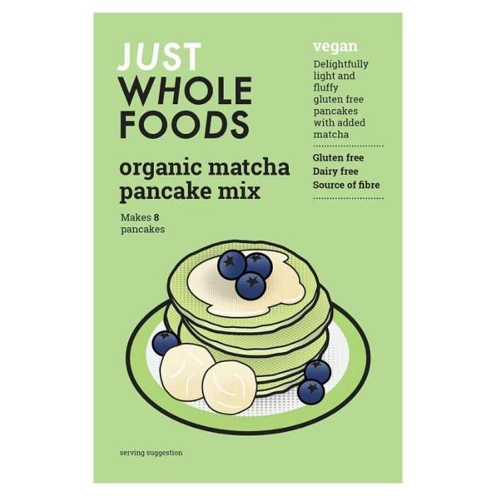 Just Wholefoods - Organic & Vegan Matcha Pancake Mix, 188g - front