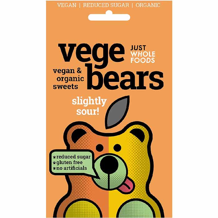 Just Wholefoods - VegeBears Slightly Sour Organic Sweets, 70g  Pack of 10