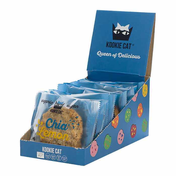 Kookie Cat - Organic Cashew & Oat Cookies - Chia Lemon 12-Pack, 50g
