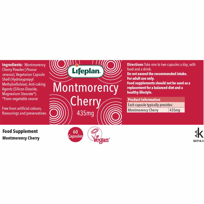 Lifeplan - Montmorency Cherry 435mg, 60 Capsules - back