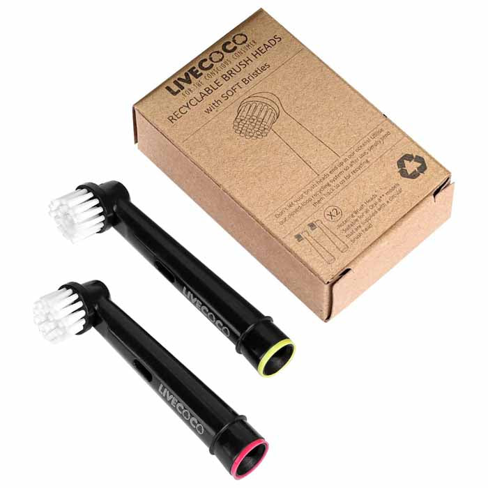 LiveCoco - Recyclable Oral-B Compatible Brush Heads - with Soft Bristles, 2-Pack