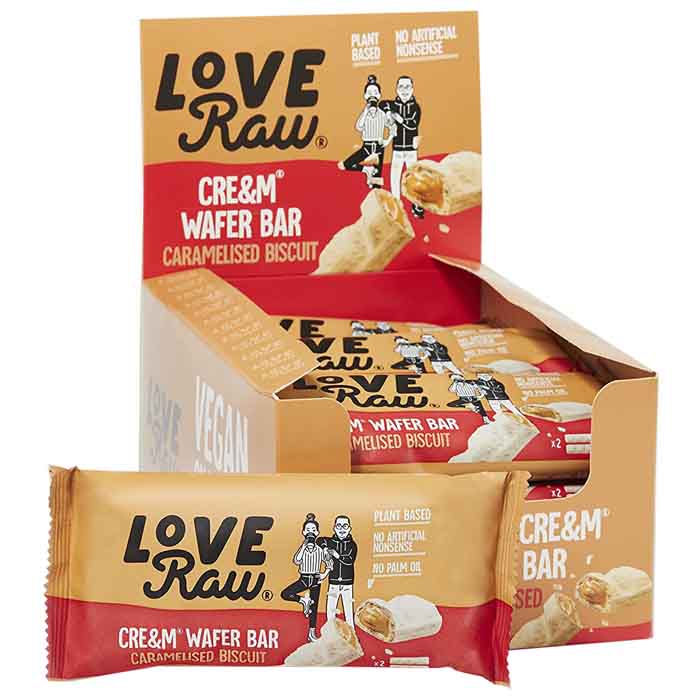 Love Raw - Caramelised Biscuit Cream Wafer Bars, 45g  Pack of 12