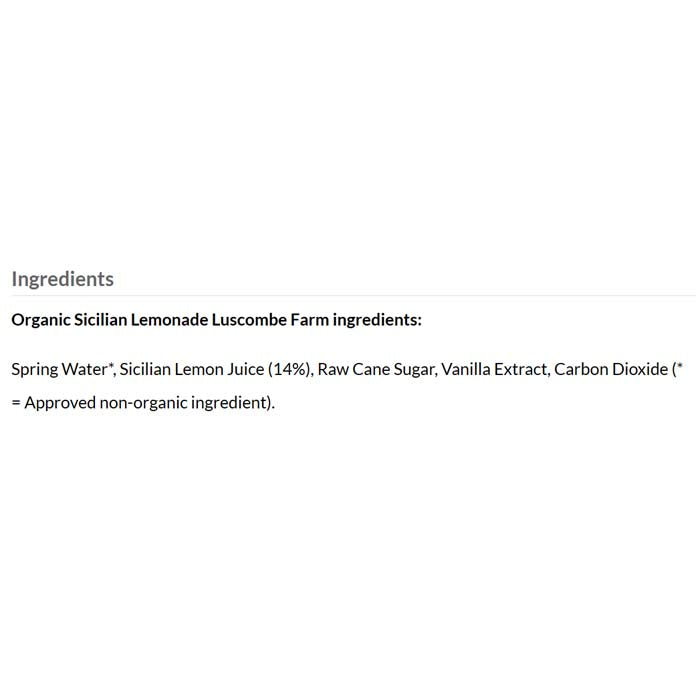 Luscombe - Organic Sicilian Lemonade, 27cl - back