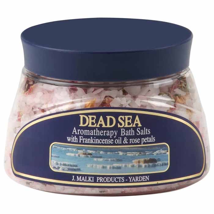Malki Dead Sea - Aromatherapy Bath Salts - Frankincense Oil & Rose Petals, 500g 