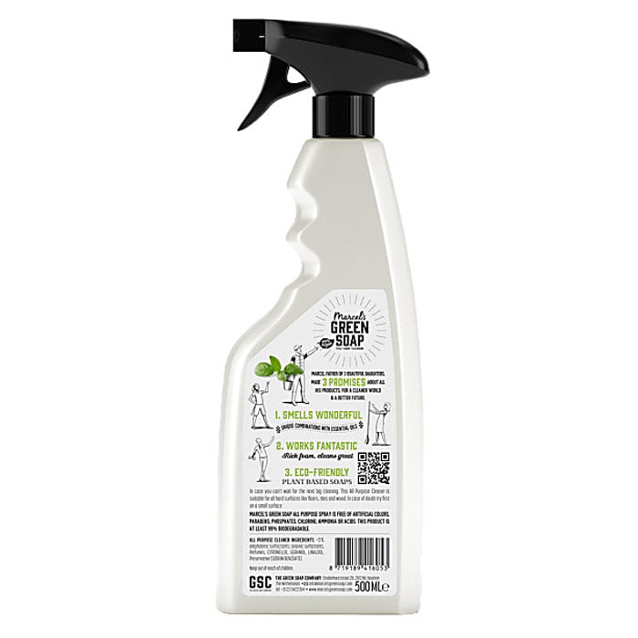 Marcel's Green Soap - All-Purpose Cleaner - Basil & Vetiver Grass Spray (500ml) - back