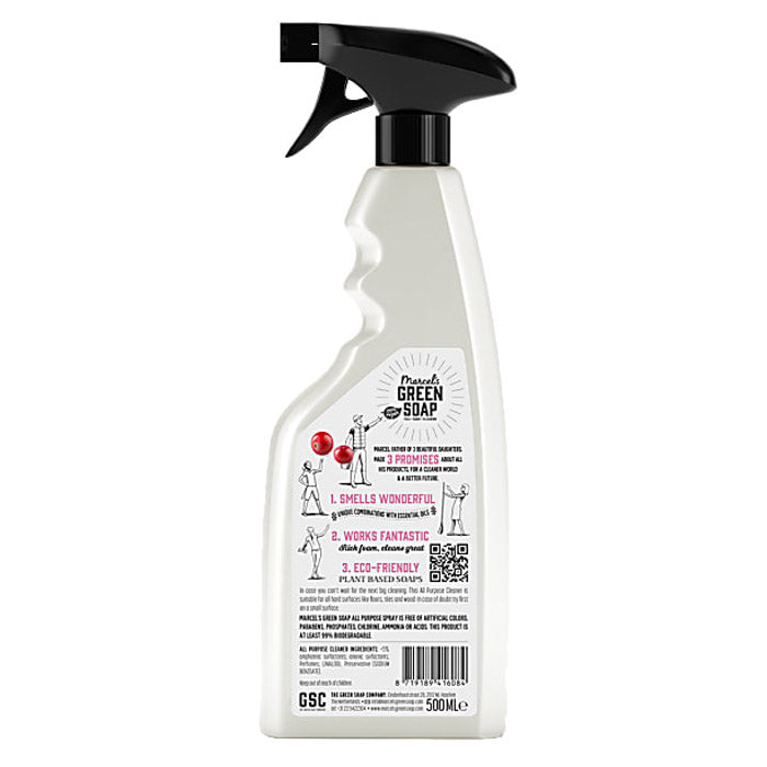 Marcel's Green Soap - All-Purpose Cleaner - Patchouli & Cranberry Spray (500ml) - back